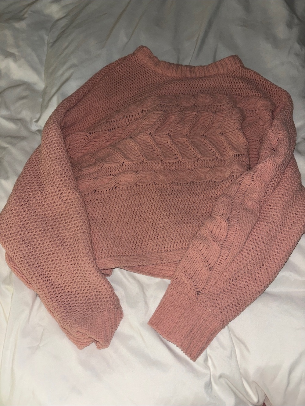 Planet Gold Rose Cable Knit Cropped Sweater